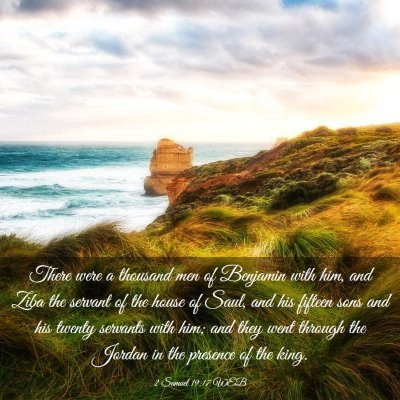 Picture 03 - 2 Samuel 19:17 WEB - There were a thousand men of Benjamin with him, - Bible Verse Picture