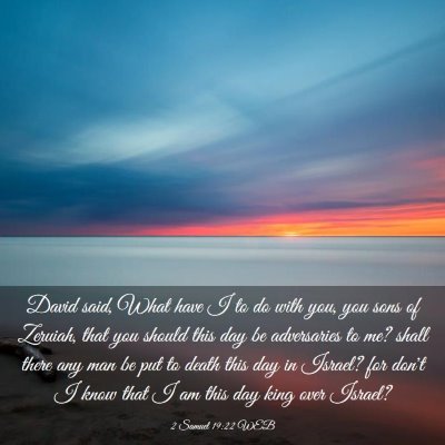 Picture 03 - 2 Samuel 19:22 WEB - David said, What have I to do with you, you sons - Bible Verse Picture