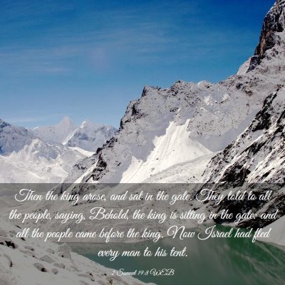 Picture 03 - 2 Samuel 19:8 WEB - Then the king arose, and sat in the gate. They - Bible Verse Picture