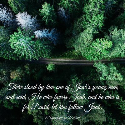 Picture 03 - 2 Samuel 20:11 WEB - There stood by him one of Joab's young men, and - Bible Verse Picture