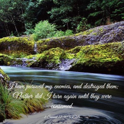 Picture 03 - 2 Samuel 22:38 WEB - I have pursued my enemies, and destroyed them; - Bible Verse Picture