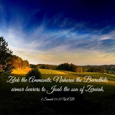 Picture 03 - 2 Samuel 23:37 WEB - Zelek the Ammonite, Naharai the Beerothite, armor - Bible Verse Picture
