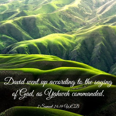 Picture 03 - 2 Samuel 24:19 WEB - David went up according to the saying of Gad, as - Bible Verse Picture