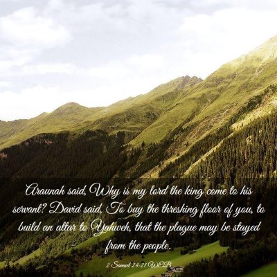 Picture 03 - 2 Samuel 24:21 WEB - Araunah said, Why is my lord the king come to his - Bible Verse Picture