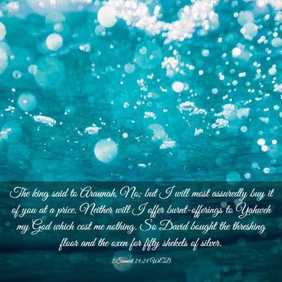 Picture 03 - 2 Samuel 24:24 WEB - The king said to Araunah, No; but I will most - Bible Verse Picture