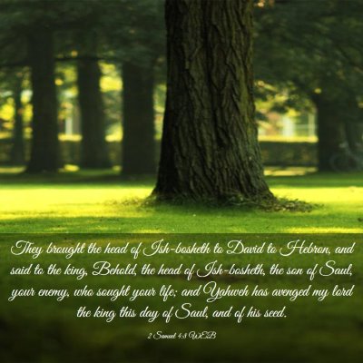 Picture 03 - 2 Samuel 4:8 WEB - They brought the head of Ish-bosheth to David to - Bible Verse Picture