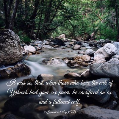 Picture 03 - 2 Samuel 6:13 WEB - It was so, that, when those who bore the ark of - Bible Verse Picture