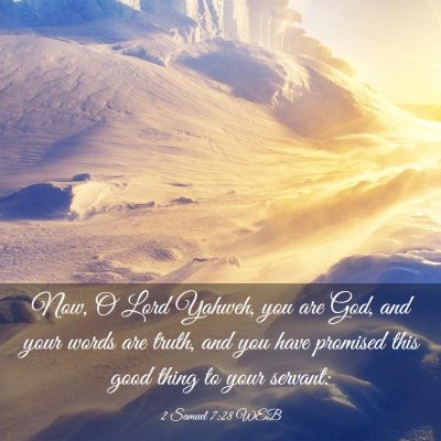 Picture 03 - 2 Samuel 7:28 WEB - Now, O Lord Yahweh, you are God, and your words - Bible Verse Picture