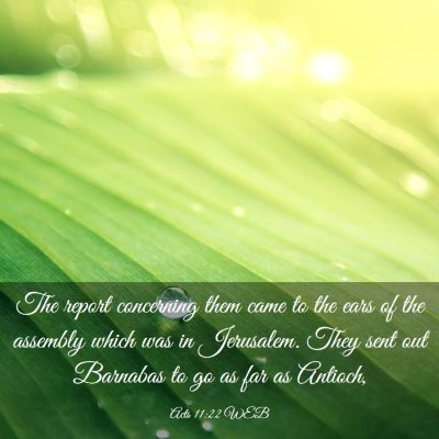 Picture 03 - Acts 11:22 WEB - The report concerning them came to the ears of - Bible Verse Picture
