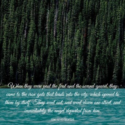 Picture 03 - Acts 12:10 WEB - When they were past the first and the second - Bible Verse Picture