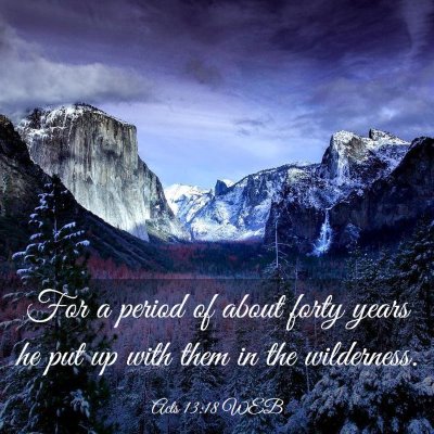 Picture 03 - Acts 13:18 WEB - For a period of about forty years he put up with - Bible Verse Picture