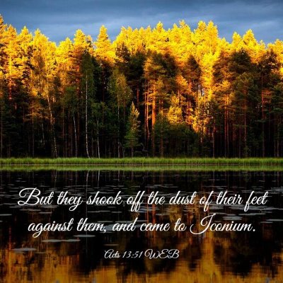 Picture 03 - Acts 13:51 WEB - But they shook off the dust of their feet against - Bible Verse Picture