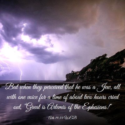 Picture 03 - Acts 19:34 WEB - But when they perceived that he was a Jew, all - Bible Verse Picture