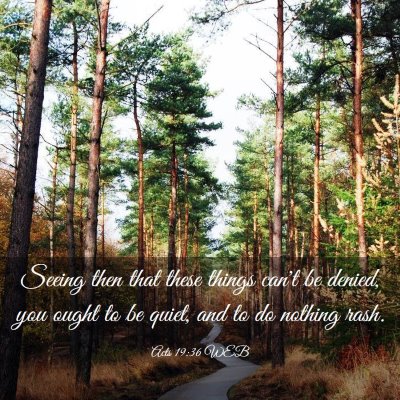 Picture 03 - Acts 19:36 WEB - Seeing then that these things can't be denied, - Bible Verse Picture
