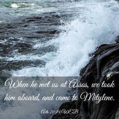 Picture 03 - Acts 20:14 WEB - When he met us at Assos, we took him aboard, and - Bible Verse Picture