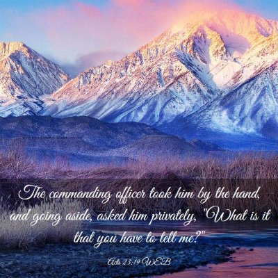 Picture 03 - Acts 23:19 WEB - The commanding officer took him by the hand, and - Bible Verse Picture