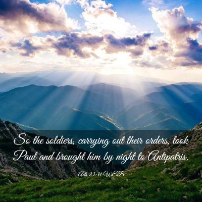 Picture 03 - Acts 23:31 WEB - So the soldiers, carrying out their orders, took - Bible Verse Picture