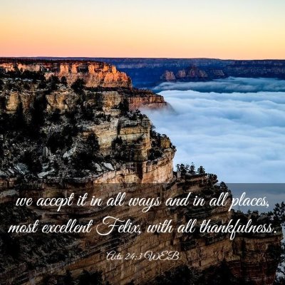 Picture 03 - Acts 24:3 WEB - we accept it in all ways and in all places, most - Bible Verse Picture