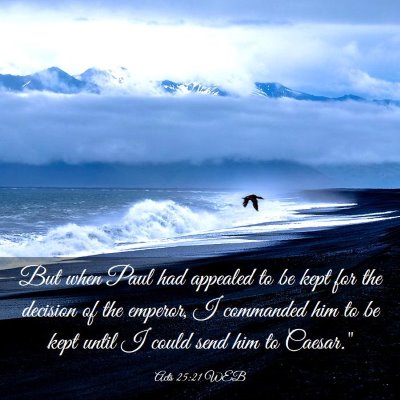 Picture 03 - Acts 25:21 WEB - But when Paul had appealed to be kept for the - Bible Verse Picture