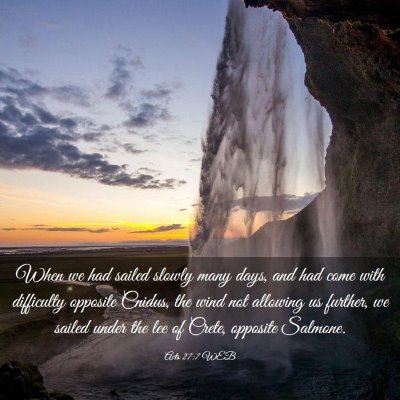 Picture 03 - Acts 27:7 WEB - When we had sailed slowly many days, and had come - Bible Verse Picture