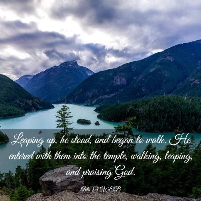Picture 03 - Acts 3:8 WEB - Leaping up, he stood, and began to walk. He - Bible Verse Picture