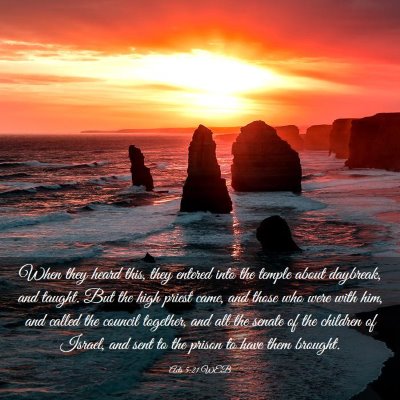 Picture 03 - Acts 5:21 WEB - When they heard this, they entered into the - Bible Verse Picture