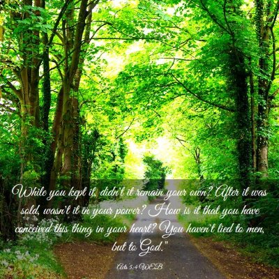 Picture 03 - Acts 5:4 WEB - While you kept it, didn't it remain your own? - Bible Verse Picture