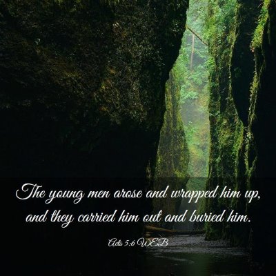Picture 03 - Acts 5:6 WEB - The young men arose and wrapped him up, and they - Bible Verse Picture