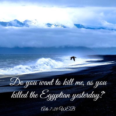 Picture 03 - Acts 7:28 WEB - Do you want to kill me, as you killed the - Bible Verse Picture