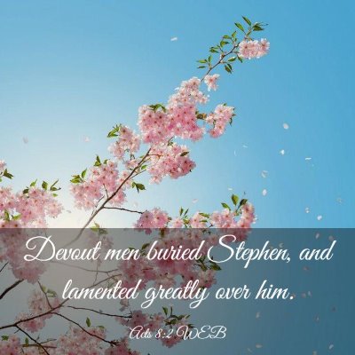 Picture 03 - Acts 8:2 WEB - Devout men buried Stephen, and lamented greatly - Bible Verse Picture