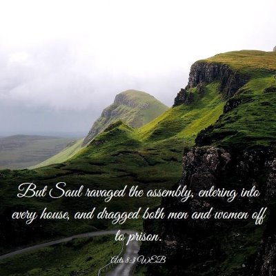 Picture 03 - Acts 8:3 WEB - But Saul ravaged the assembly, entering into - Bible Verse Picture