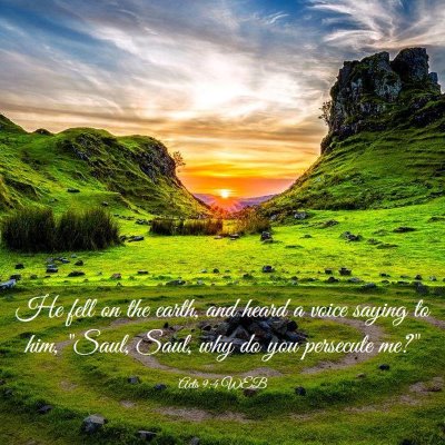 Picture 03 - Acts 9:4 WEB - He fell on the earth, and heard a voice saying to - Bible Verse Picture