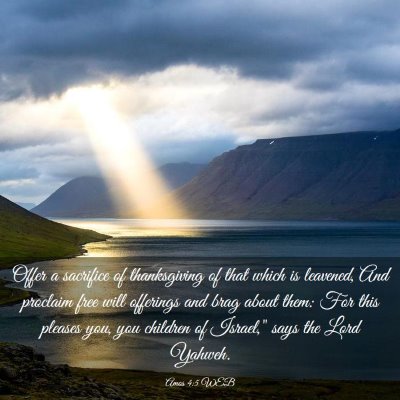 Picture 03 - Amos 4:5 WEB - Offer a sacrifice of thanksgiving of that which - Bible Verse Picture