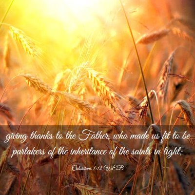 Picture 03 - Colossians 1:12 WEB - giving thanks to the Father, who made us fit to - Bible Verse Picture
