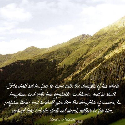 Picture 03 - Daniel 11:17 WEB - He shall set his face to come with the strength - Bible Verse Picture