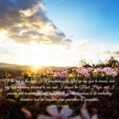 Picture 03 - Daniel 4:34 WEB - At the end of the days I, Nebuchadnezzar, lifted - Bible Verse Picture