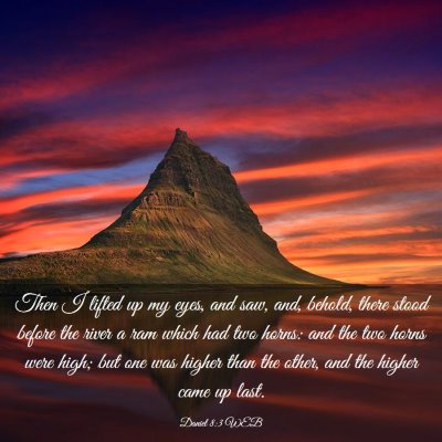 Picture 03 - Daniel 8:3 WEB - Then I lifted up my eyes, and saw, and, behold, - Bible Verse Picture