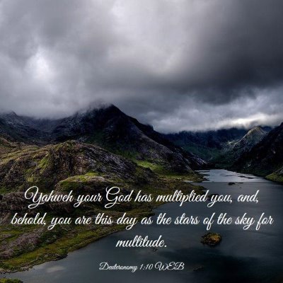 Picture 03 - Deuteronomy 1:10 WEB - Yahweh your God has multiplied you, and, behold, - Bible Verse Picture