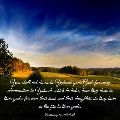 Picture 03 - Deuteronomy 12:31 WEB - You shall not do so to Yahweh your God: for every - Bible Verse Picture