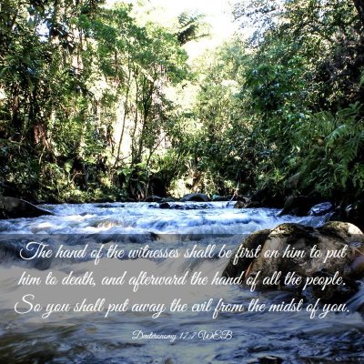Picture 03 - Deuteronomy 17:7 WEB - The hand of the witnesses shall be first on him - Bible Verse Picture