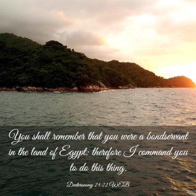 Picture 03 - Deuteronomy 24:22 WEB - You shall remember that you were a bondservant in - Bible Verse Picture