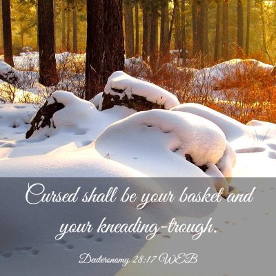 Picture 03 - Deuteronomy 28:17 WEB - Cursed shall be your basket and your - Bible Verse Picture