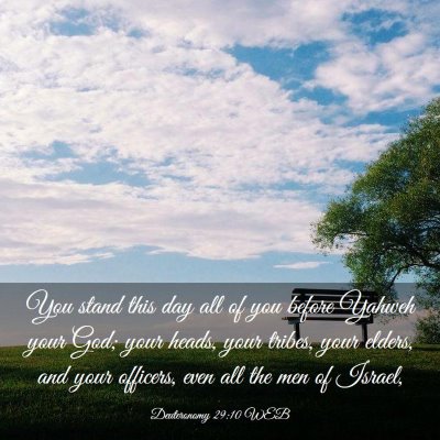 Picture 03 - Deuteronomy 29:10 WEB - You stand this day all of you before Yahweh your - Bible Verse Picture