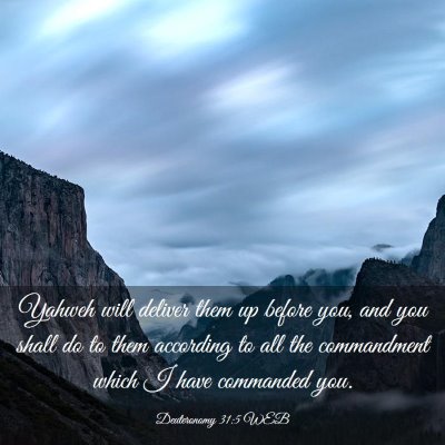 Picture 03 - Deuteronomy 31:5 WEB - Yahweh will deliver them up before you, and you - Bible Verse Picture