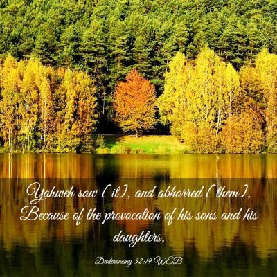 Picture 03 - Deuteronomy 32:19 WEB - Yahweh saw [it], and abhorred [them], Because of - Bible Verse Picture