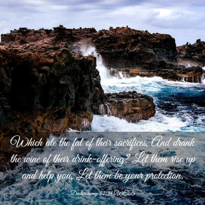 Picture 03 - Deuteronomy 32:38 WEB - Which ate the fat of their sacrifices, And drank - Bible Verse Picture