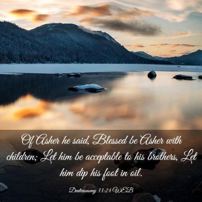 Picture 03 - Deuteronomy 33:24 WEB - Of Asher he said, Blessed be Asher with children; - Bible Verse Picture
