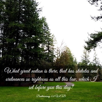 Picture 03 - Deuteronomy 4:8 WEB - What great nation is there, that has statutes and - Bible Verse Picture