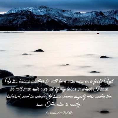 Picture 03 - Ecclesiastes 2:19 WEB - Who knows whether he will be a wise man or a - Bible Verse Picture