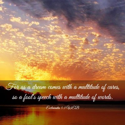 Picture 03 - Ecclesiastes 5:3 WEB - For as a dream comes with a multitude of cares, - Bible Verse Picture